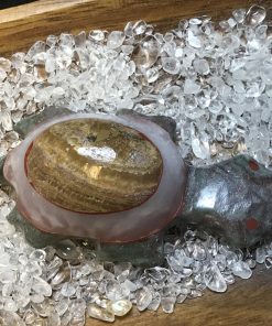Alternative view of Aragonite-Jasper- Onxy Turtle handcrafted