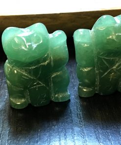 Alternative view of One Pair of Fortune Cat in Green Aventurine, Maneki Neko Lucky Cat