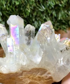 Alternative view of Rainbow Angel Aura Quartz cluster