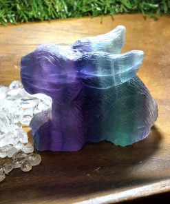 Alternative view of Rainbow Fluorite Rabbit Figurine