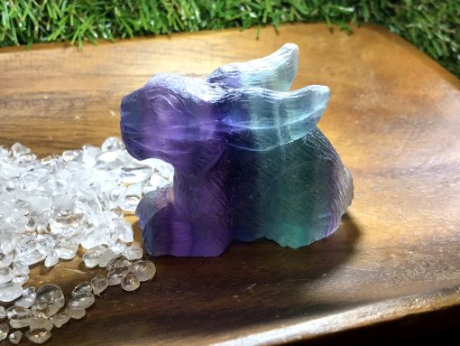 Rainbow Fluorite Rabbit Figurine - Image 2