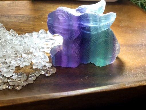 Rainbow Fluorite Rabbit Figurine