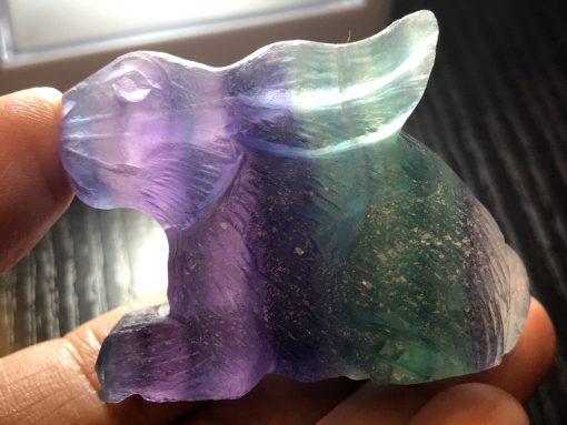 Rainbow Fluorite Rabbit Figurine - Image 4