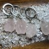 Rose Quartz raw Keyring