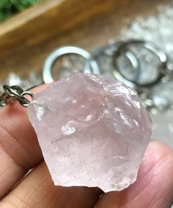 Alternative view of Rose Quartz (raw stone) Keyring