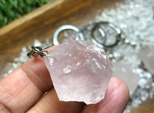 Rose Quartz (raw stone) Keyring - Image 2