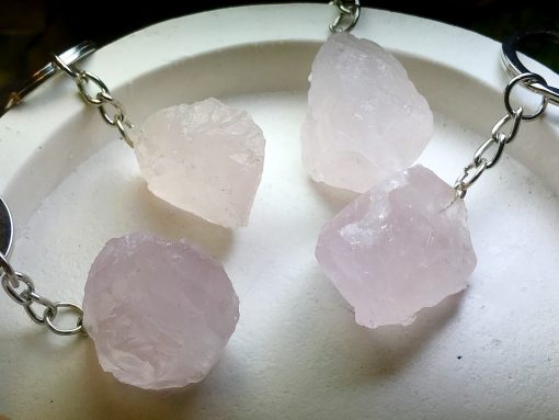 Rose Quartz (raw stone) Keyring - Image 3