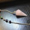 Rose quartz pendulum with 7 Chakra chain